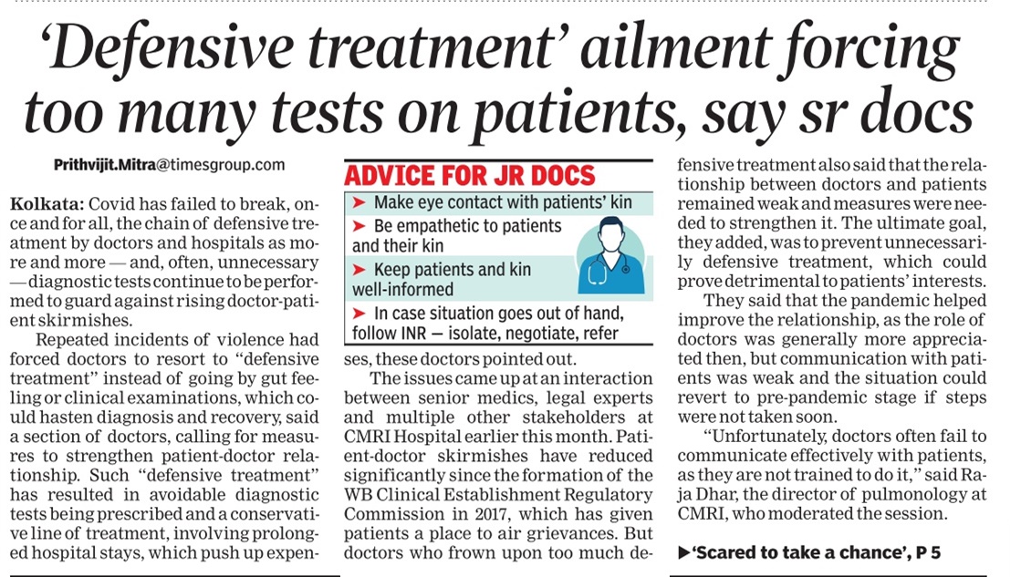 ‘Defensive treatment’ ailment forcing too many tests on patients, say sr docs